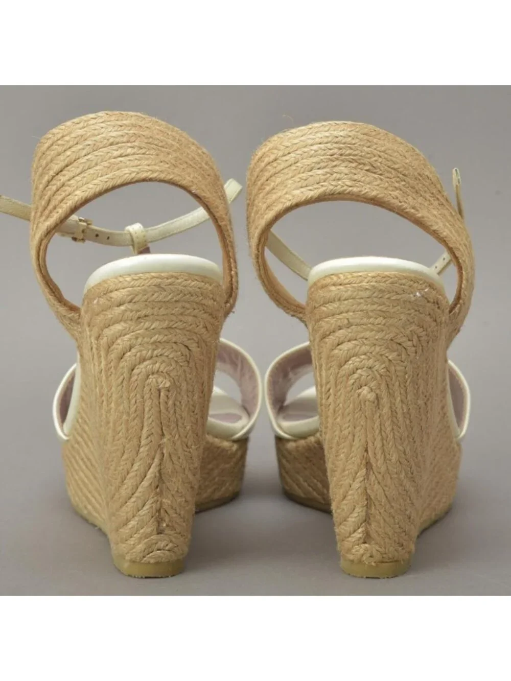 Gucci Horsebit Wedge Sole Sandals Enamel White 34